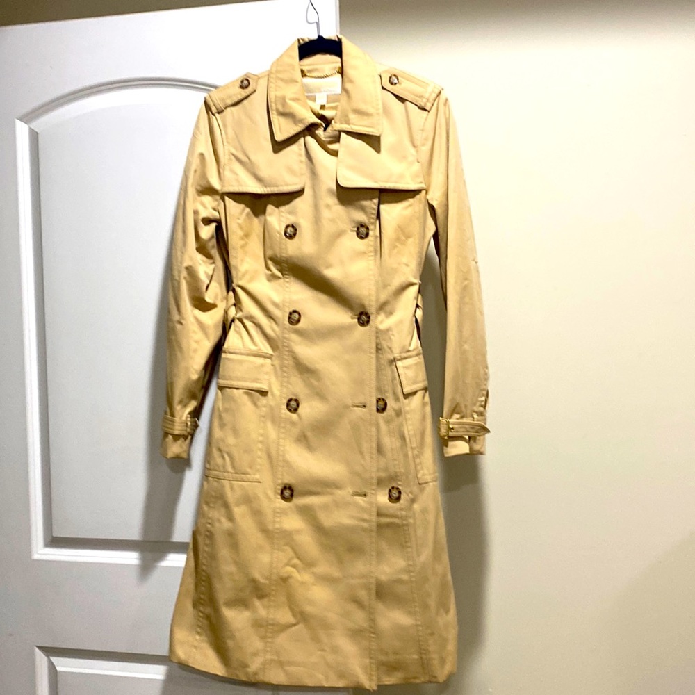 Michael Kors Trench for warmer weather and rain resistant.